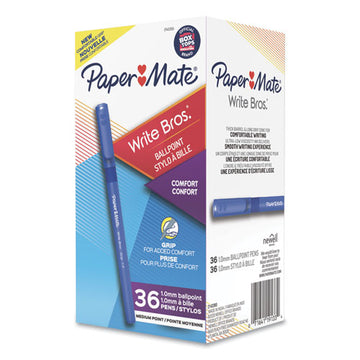 Paper Mate® Write Bros. Grip Ballpoint Pen, Stick, Medium 1 Mm, Blue Ink, Blue Barrel, 36-pack freeshipping - TVN Wholesale